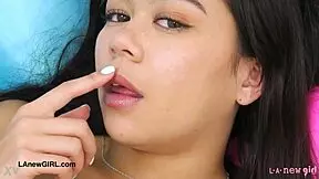 This stunning Latina beauty is showing off her sexy body on the sofa. So captivating!