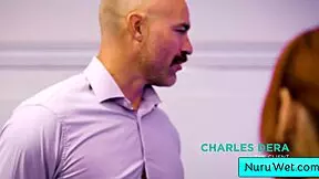 blonde teen lauren phillips prepares david lee for wet nuru massage