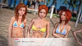 Beautiful Redhead Plays Topless Beach Ball