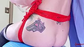 submissive teen into ass rimming and bdsm gagging play