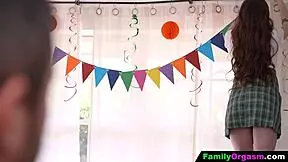 Familyorgasm - Stepdad and Step Sister Shock Birthday Girl With Kinky 3some Surprise. It’s Wild!