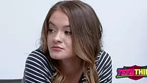 Naughty teen at work enjoys sucking the officer's cock