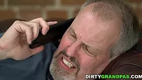 Young Masseur Teases Grandpa's Body with Her Natural Tits and Bubble Butt