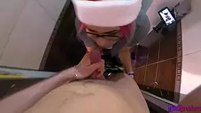 In My Holiday Fantasy, I Bent Over a Hot Stepsister in the Toilet for Passionate Fucking