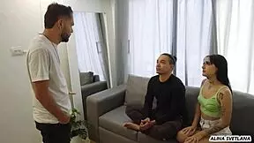 Wife, you pay the rent with sex in front of your cuck husband, and we end up doing my first double vaginal?