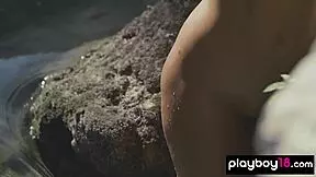 skinny brunette czech milf anetta keys feels excited flashing her wet pussy outdoor