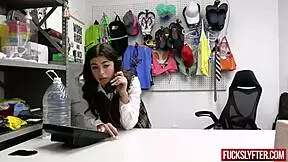 innocent skoolgirl seduces and fucks security guard in back office for hardcore deepthroat action