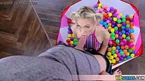 This Cute Blonde Stepsister, Extra Tiny 18+, Gets Bent Over for Doggy Action. Petite Body Takes Hard Blowjob.