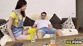 this dirty babe sis turns on her rich stepbrother, and now he's gotta nail that shaved pussy