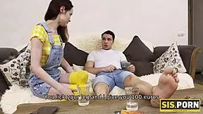 this dirty babe sis turns on her rich stepbrother, and now he's gotta nail that shaved pussy