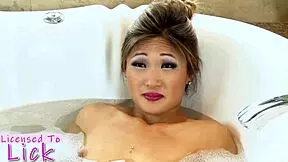 feeling so aroused watching kimberly chi and nyomi star licking in the bathtub.