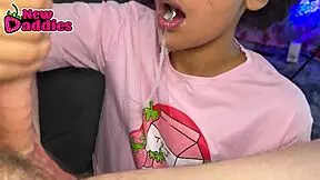 She moans, Suck my monster cock, stepbrother, with your sloppy wet mouth.