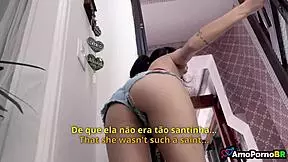 Alone At Home With Brunette Teen For Blowjob And Anal.