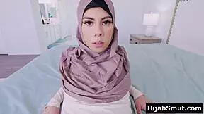 look at shy muslim teen mila marie keeping her hijab on while banging hard. she’s wild!