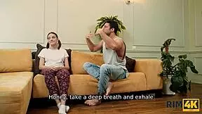 Brunette teen mistress gets rimjob in stockings. Russian beauty loves ass licking fetish.