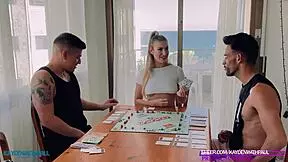 Young amateur gets two cocks to pay off her debts in Monopoly