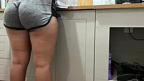 Stepdaughter caught washing dishes turns into unexpected ass play.