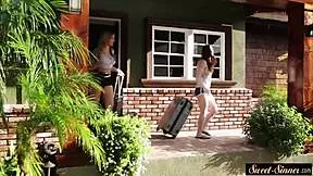 Classy teen enjoys outdoor roleplay in missionary