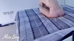 Girl plays games in bedroom