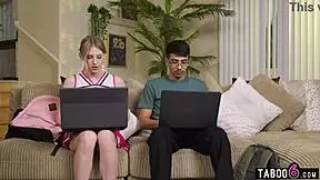 Imagine Aprill, Blindfolded and Bent Over, Feeling the Intense Fuck from Behind