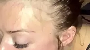 Hot and horny Misha Maver gives a deepthroat blowjob in California