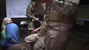 a hairy teen sneaks into the army base for solo anal play with dildo