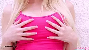 Cute Teen 18+ Blonde Model Flaunts Sexy Body on Sofa