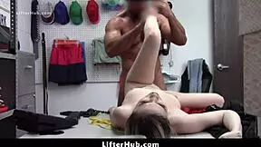 officer confronts hijab shoplifter teen about her crime in the garage, ripping clothes and riding hard