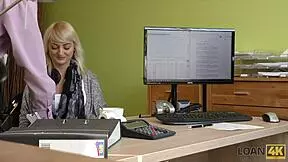 Blonde miss gets banged hard in loan porn video!