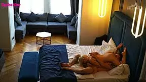 Blonde bombshell in naughty hotel room