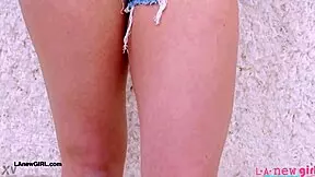 Cute Teen 18+ Blonde Model Flaunts Sexy Body on Sofa