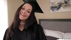 Girl Next Door Receives Intense Grad Gift From Step-Dad In Doggystyle Quickie