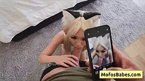 Asian teen sucks massive white dick on film with Lulu Chu and Scott Nails