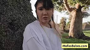 Sexy hot asian teen reveals natural big boobs to friend outdoors tomie tang charles dera