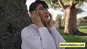 Sexy hot asian teen reveals natural big boobs to friend outdoors tomie tang charles dera