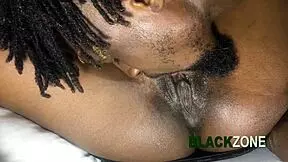 ebony babe with natural tits enjoys homemade close up fun with step sister in bedroom