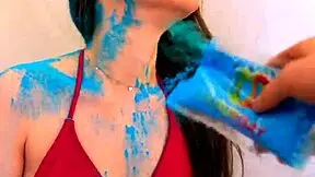 Exciting color splash shower sex turns wild in Athens vlog