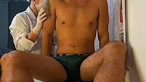 Patient's Monster Cock Erects Under Nurse's Skilled Hands