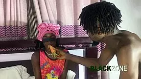 ebony babe with natural tits enjoys homemade close up fun with step sister in bedroom