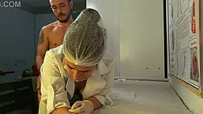 Patient's Monster Cock Erects Under Nurse's Skilled Hands