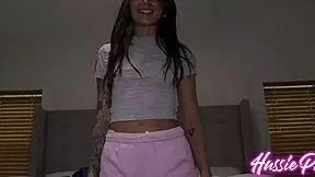 Skinny beauty takes big cock
