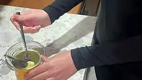 She takes a big dose in her throat, swallows and gags like a slut.