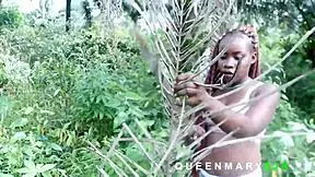 Horny amateur in woods action