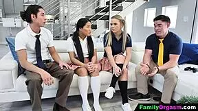 FamilyOrgasm - Brothers Bribe Schoolgirl Stepsisters for Wild Group Bang
