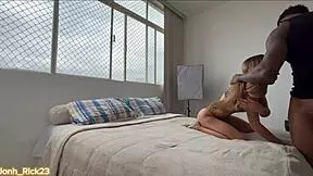 Wow, this negao pounds the magrinha's wet pussy so hard, making it gape huge!