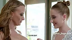 measure twice, lick once with these petite lesbians in a hot threesome