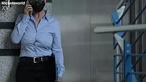 Slave wife goes braless in public with blindfolded downblouse exposure