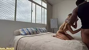 Wow, this negao pounds the magrinha's wet pussy so hard, making it gape huge!