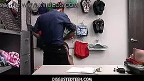 Hot teen shoplifter Scarlett Mae gets fucked by pervy officer 😏