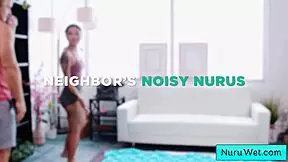 sexy teen 18+ brunette masseuse strips naked for wet nuru massage with robby apples and avery black